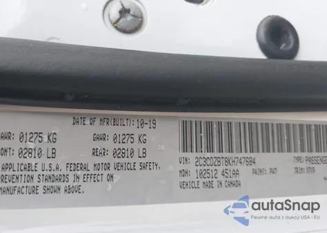 2019 Dodge Challenger R/T from USA, damaged, VIN 2C3CDZBT8KH747684